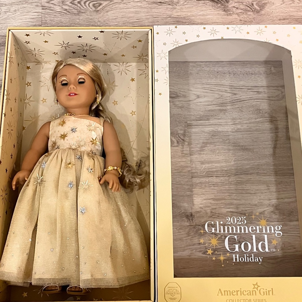 American Girl 2025 Glimmering Gold Holiday Collector Doll